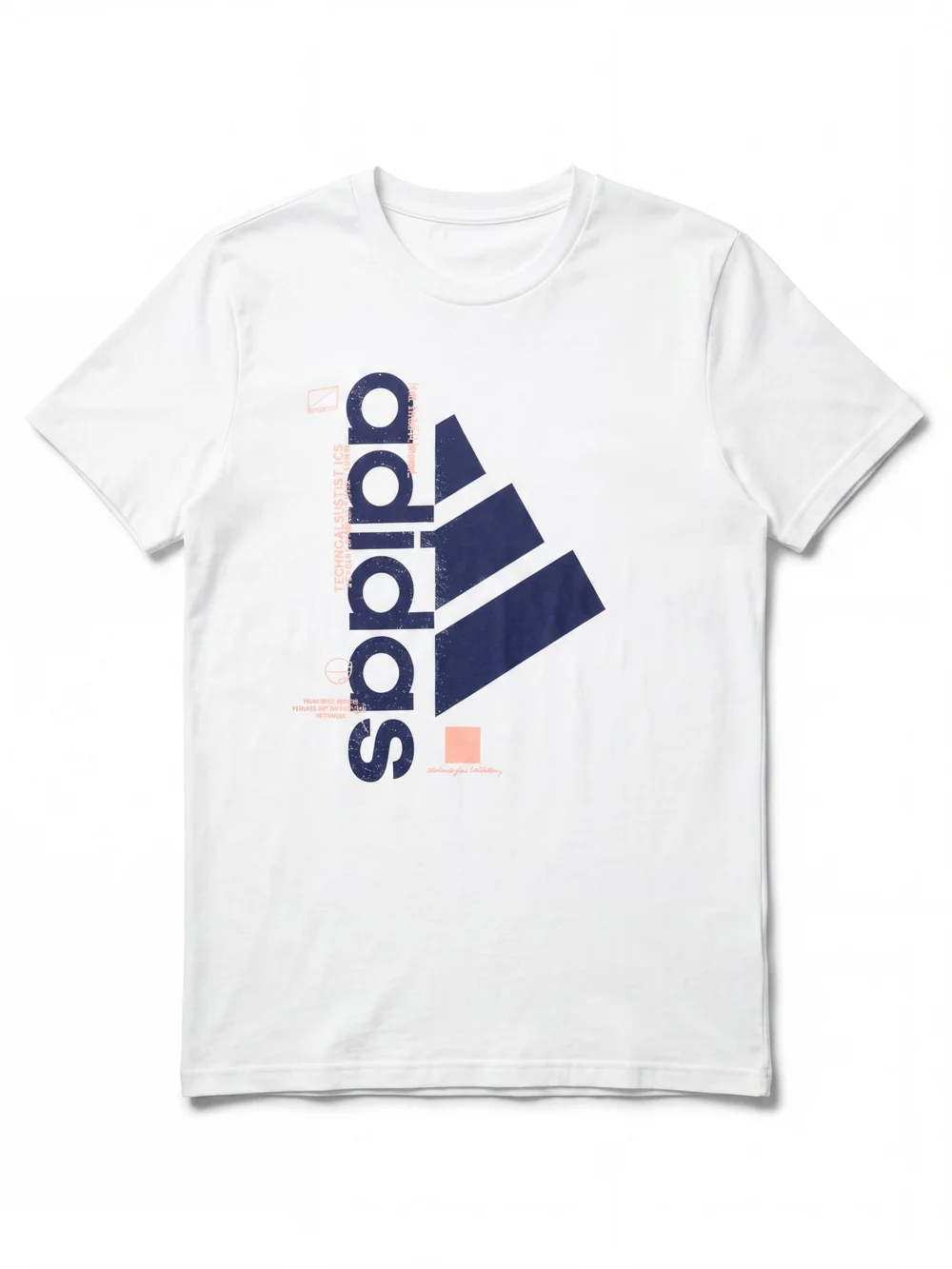 adidas White Short Sleeve Tee with Navy Graphic Logo